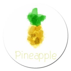 Pineapple Fruit Watercolor Painted Magnet 5  (round) by Mariart