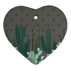 Cactus Plant Green Nature Cacti Ornament (heart) by Mariart