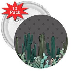 Cactus Plant Green Nature Cacti 3  Buttons (10 Pack)  by Mariart