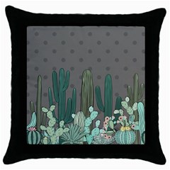 Cactus Plant Green Nature Cacti Throw Pillow Case (black)