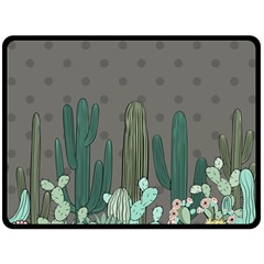 Cactus Plant Green Nature Cacti Double Sided Fleece Blanket (large) 