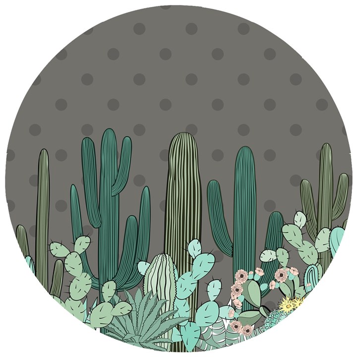 Cactus Plant Green Nature Cacti Wooden Puzzle Round