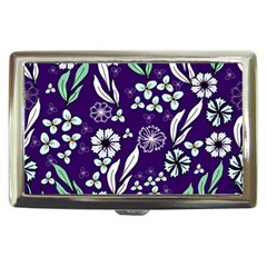 Floral Blue Pattern  Cigarette Money Case by MintanArt