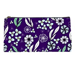 Floral Blue Pattern  Pencil Case by MintanArt