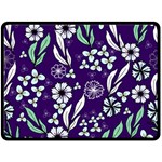 Floral blue pattern  Double Sided Fleece Blanket (Large)  80 x60  Blanket Back