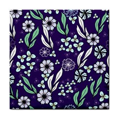 Floral Blue Pattern  Tile Coaster