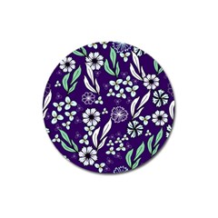 Floral Blue Pattern  Magnet 3  (round) by MintanArt