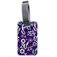 Floral Blue Pattern  Luggage Tag (two Sides) by MintanArt