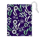 Floral blue pattern  Drawstring Pouch (5XL) Front