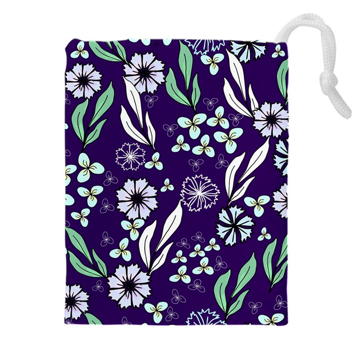 Floral blue pattern  Drawstring Pouch (5XL)