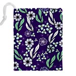 Floral blue pattern  Drawstring Pouch (5XL) Back