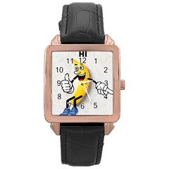 Hi Banana Rose Gold Leather Watch  by smilebuddesigns