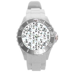 Winter Story Patern Round Plastic Sport Watch (l) by MintanArt