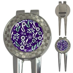 Floral Blue Pattern  3-in-1 Golf Divots by MintanArt