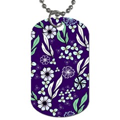 Floral Blue Pattern  Dog Tag (one Side)