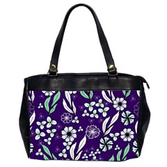 Floral Blue Pattern  Oversize Office Handbag (2 Sides) by MintanArt