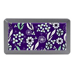 Floral Blue Pattern  Memory Card Reader (mini) by MintanArt