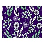 Floral blue pattern  Double Sided Flano Blanket (Large)  80 x60  Blanket Front