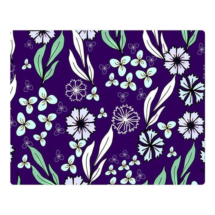 Floral blue pattern  Double Sided Flano Blanket (Large) 