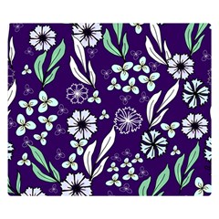 Floral Blue Pattern  Double Sided Flano Blanket (small)  by MintanArt