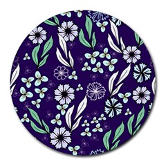 Floral Blue Pattern  Round Mousepads