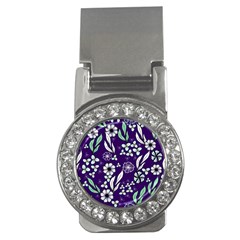 Floral Blue Pattern  Money Clips (cz)  by MintanArt