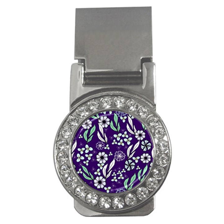 Floral blue pattern  Money Clips (CZ) 