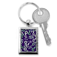 Floral Blue Pattern  Key Chain (rectangle) by MintanArt