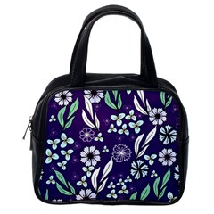 Floral Blue Pattern  Classic Handbag (one Side) by MintanArt