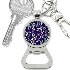 Floral Blue Pattern  Bottle Opener Key Chain by MintanArt