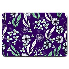 Floral Blue Pattern  Large Doormat  by MintanArt