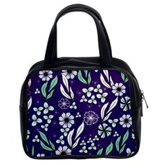 Floral Blue Pattern  Classic Handbag (two Sides)