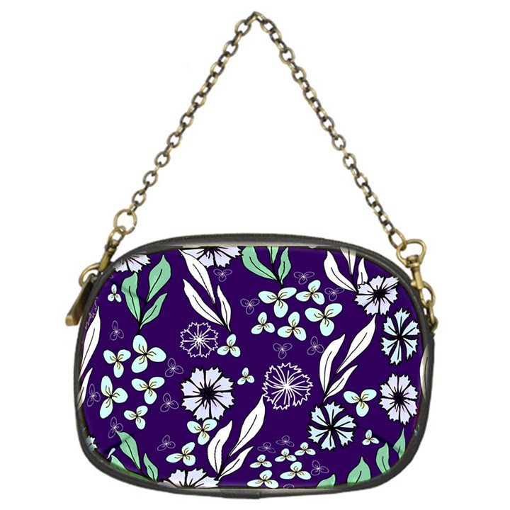 Floral blue pattern  Chain Purse (One Side)