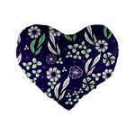 Floral blue pattern  Standard 16  Premium Heart Shape Cushions Front