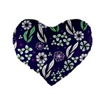 Floral blue pattern  Standard 16  Premium Heart Shape Cushions Back