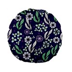 Floral blue pattern  Standard 15  Premium Flano Round Cushions Back