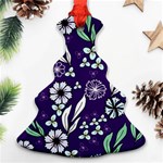 Floral blue pattern  Christmas Tree Ornament (Two Sides) Front