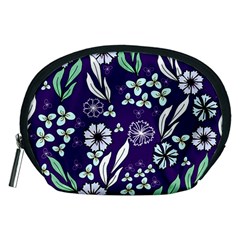 Floral Blue Pattern  Accessory Pouch (medium) by MintanArt