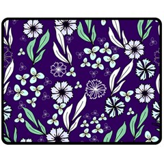 Floral Blue Pattern  Double Sided Fleece Blanket (medium)  by MintanArt