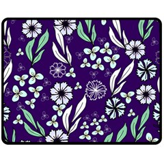 Floral Blue Pattern  Fleece Blanket (medium)  by MintanArt