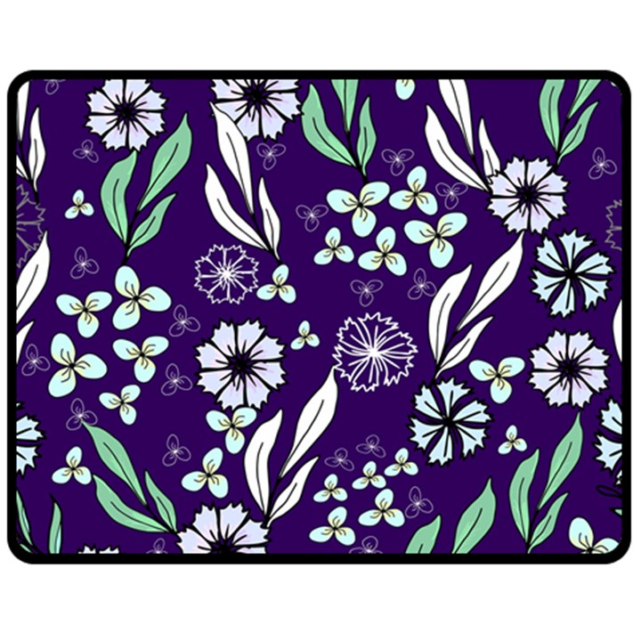 Floral blue pattern  Fleece Blanket (Medium) 