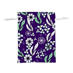 Floral Blue Pattern  Lightweight Drawstring Pouch (s) by MintanArt