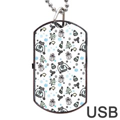 Winter Story Patern Dog Tag Usb Flash (two Sides) by MintanArt