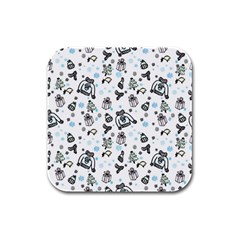 Winter Story Patern Rubber Square Coaster (4 Pack)  by MintanArt