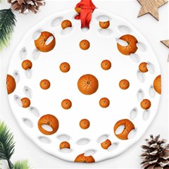 Tangerines Photo Motif Pattern Design Ornament (Round Filigree)