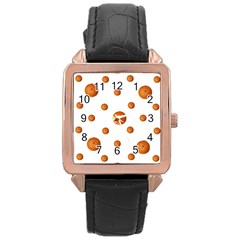 Tangerines Photo Motif Pattern Design Rose Gold Leather Watch  by dflcprintsclothing