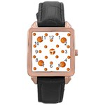 Tangerines Photo Motif Pattern Design Rose Gold Leather Watch  Front