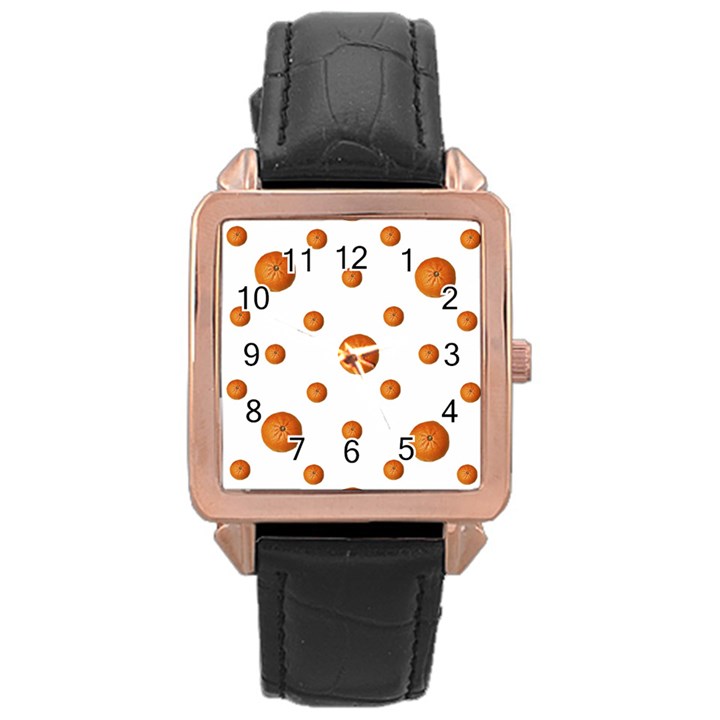 Tangerines Photo Motif Pattern Design Rose Gold Leather Watch 