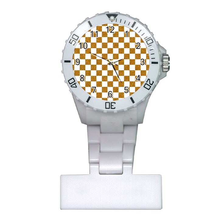 Checkerboard Gold Plastic Nurses Watch