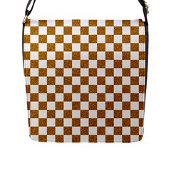 Checkerboard Gold Flap Closure Messenger Bag (l) by impacteesstreetweargold